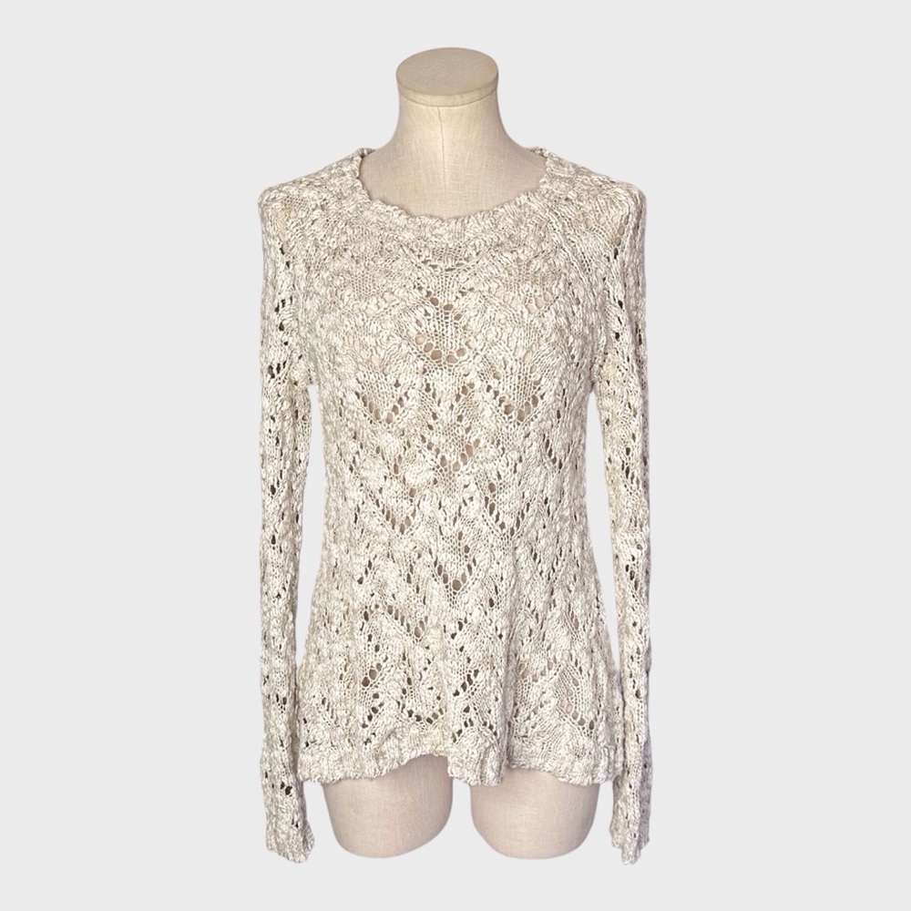 Moth for Anthropologie Marled Crochet‎ Knit Sweater